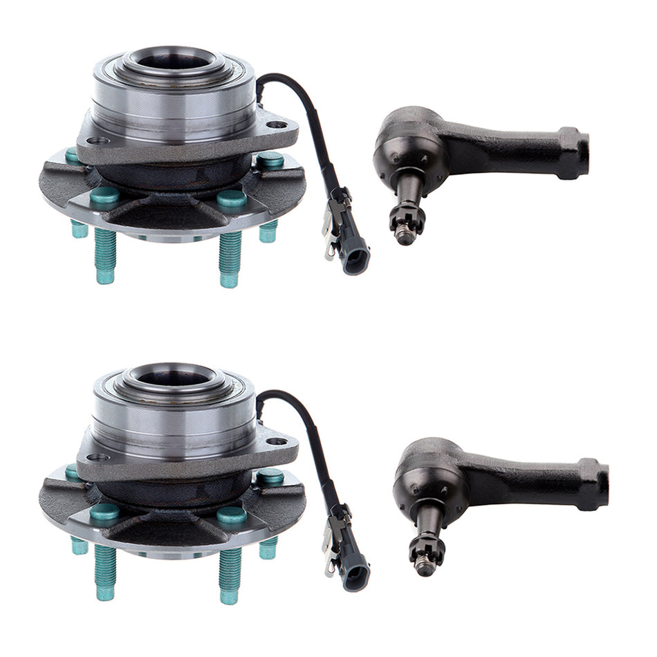4PC Wheel Bearing & Hub Tie Rod Suspension Kit For Torrent Equinox Saturn Vue