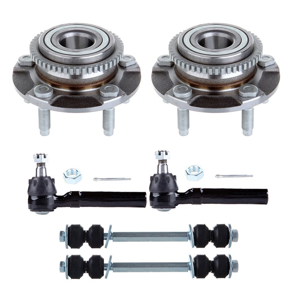 6PC Front Wheel Bearing Outer Tie Rod Sway Bar Link Kit Fits 94-04 Ford Mustang