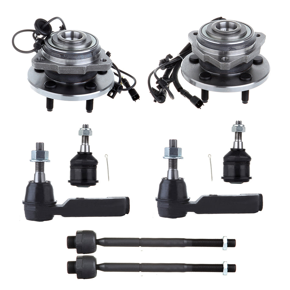 2002-2004 Jeep Liberty Ball Joint Tie Rod & Wheel Hub Bearing 8Pcs