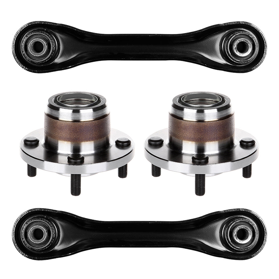 4PCS Rear Wheel Bearing & Rear Lower Control Arm Fits 2000-2009 Ford Focus