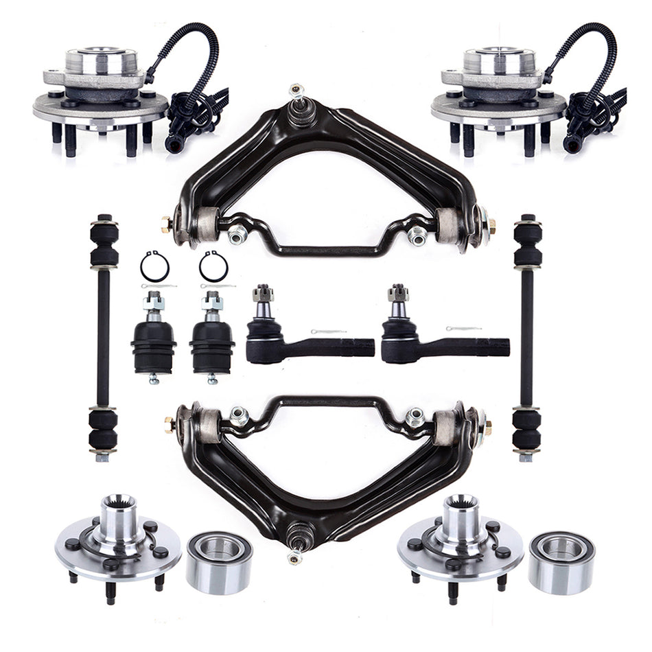 12pc Front Wheel Bearing Hub Upper Control Arm For 02-05 Ford Explorer & Mercury