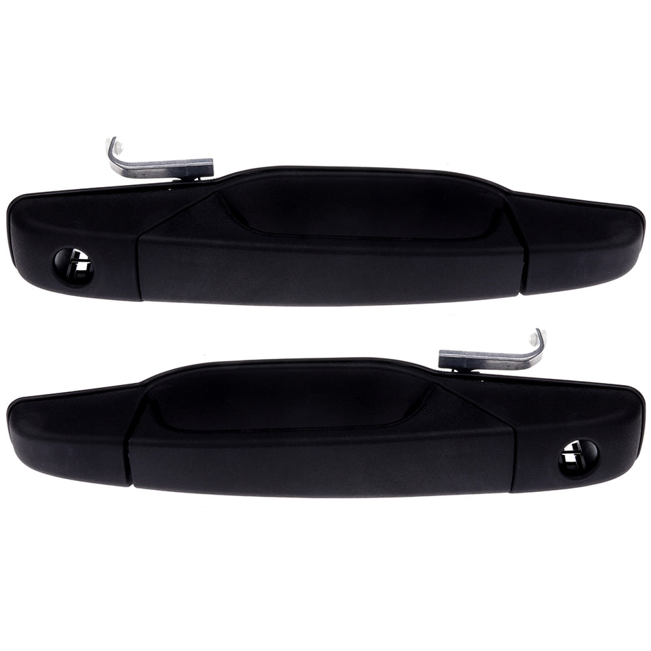 Black Outer Front Left Right Pair Door Handles 07-14 GMC Yukon Chevrolet Tahoe