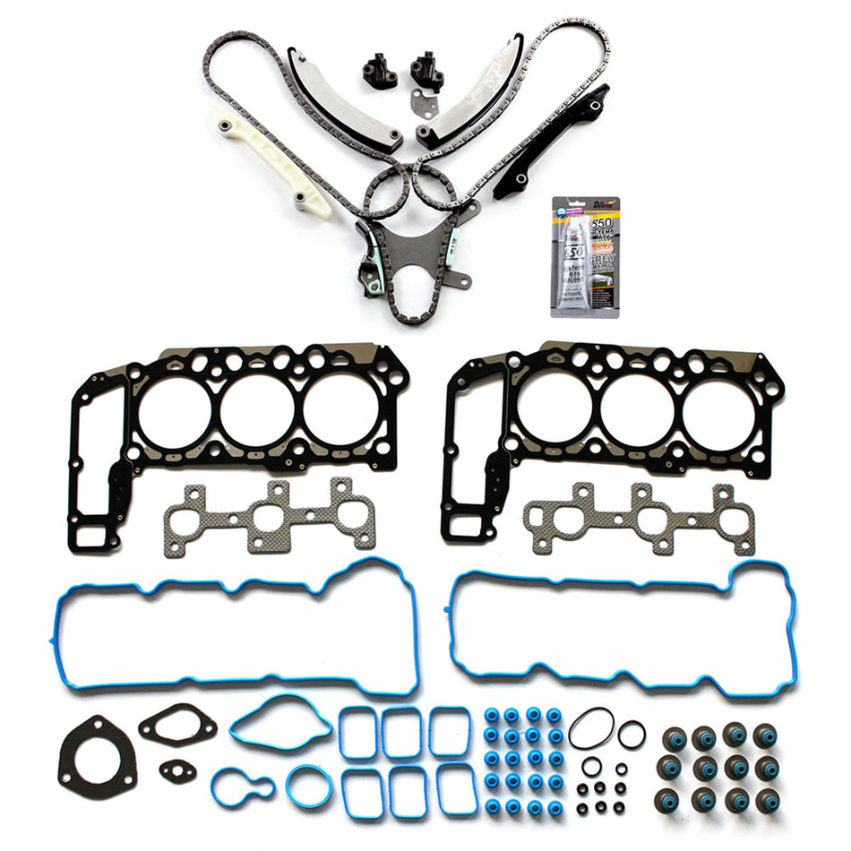 Timing Chain Kit Head Gasket Set Fits 05-10 Dodge Ram 1500 05-12 Jeep Liberty 3.7L ( TK5037NG )