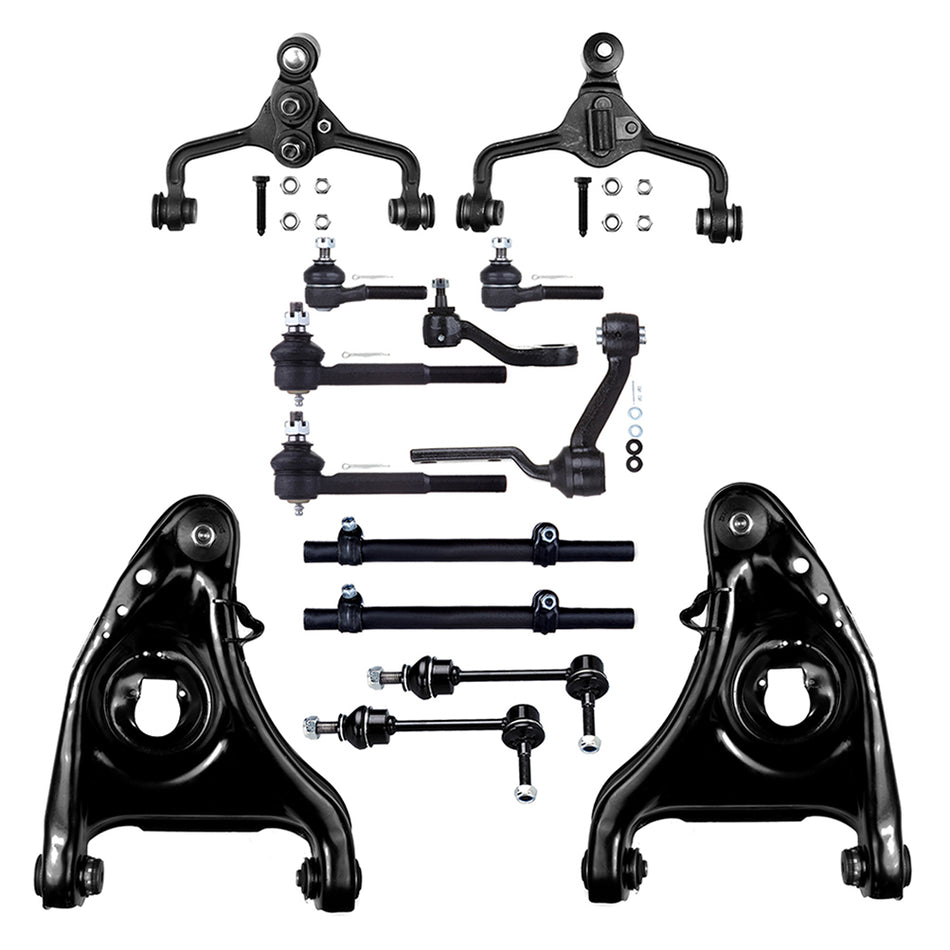 14pcs Front Lower Control Arms Ball Joints Tie Rod End For 1995-02 Ford Lincoln