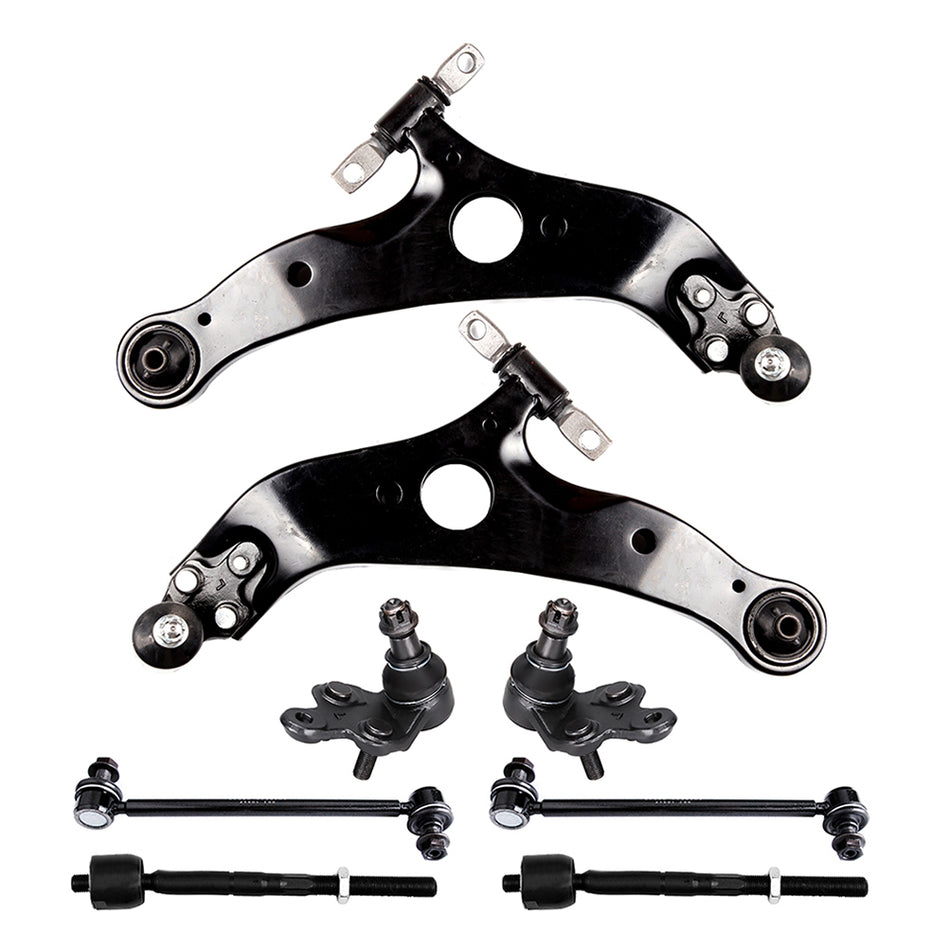 2004-2010 Toyota Sienna Front Control Arms Ball Joints Tie Rods Sway Bar 8Pcs