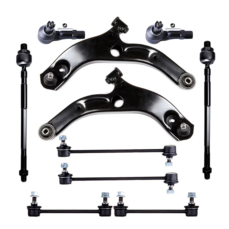 10pcs For 2002 2003 Mazda Protege 5 Front Rear Sway Bars Control Arms Tie Rods