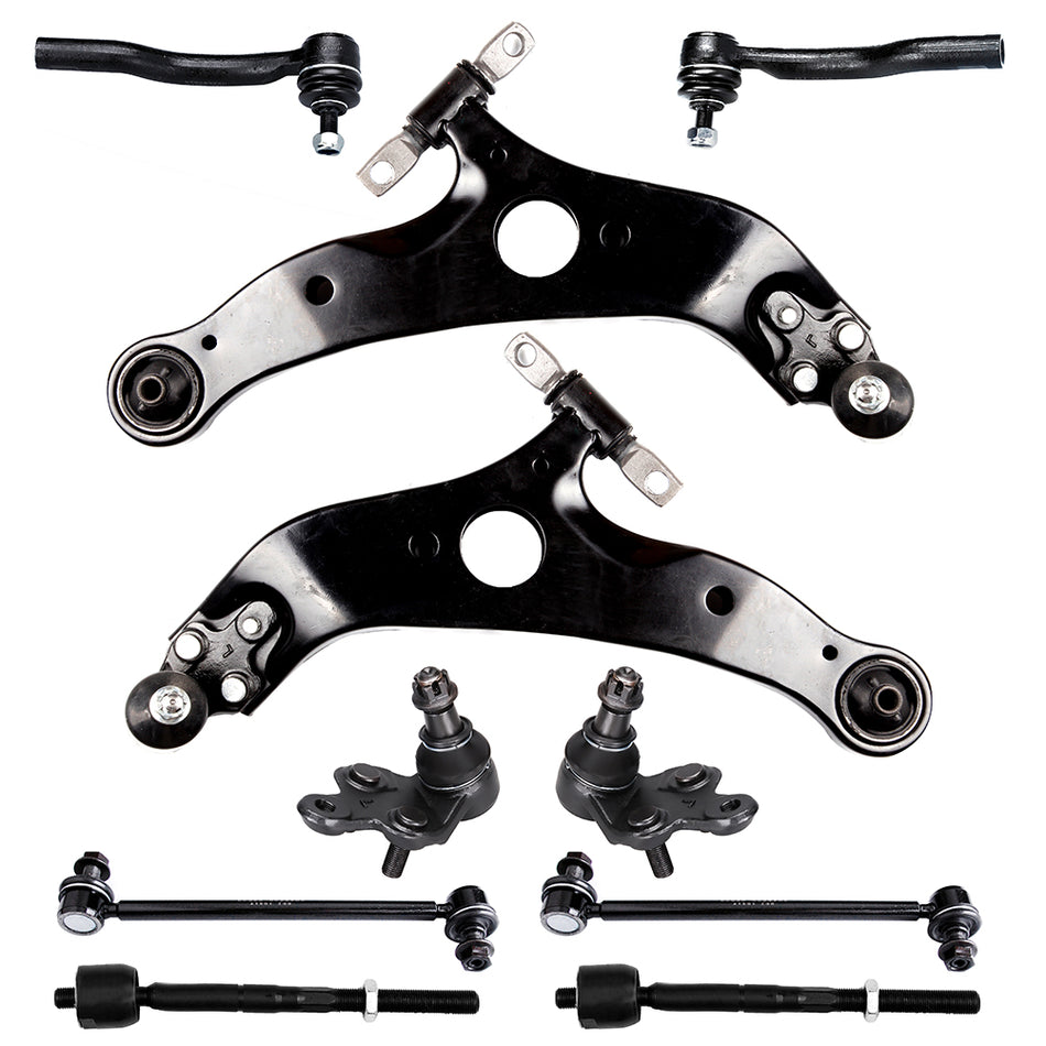 2004-2010 Toyota Sienna Lower Control Arms Tie Rods Sway Bars Ball Joint 10Pcs