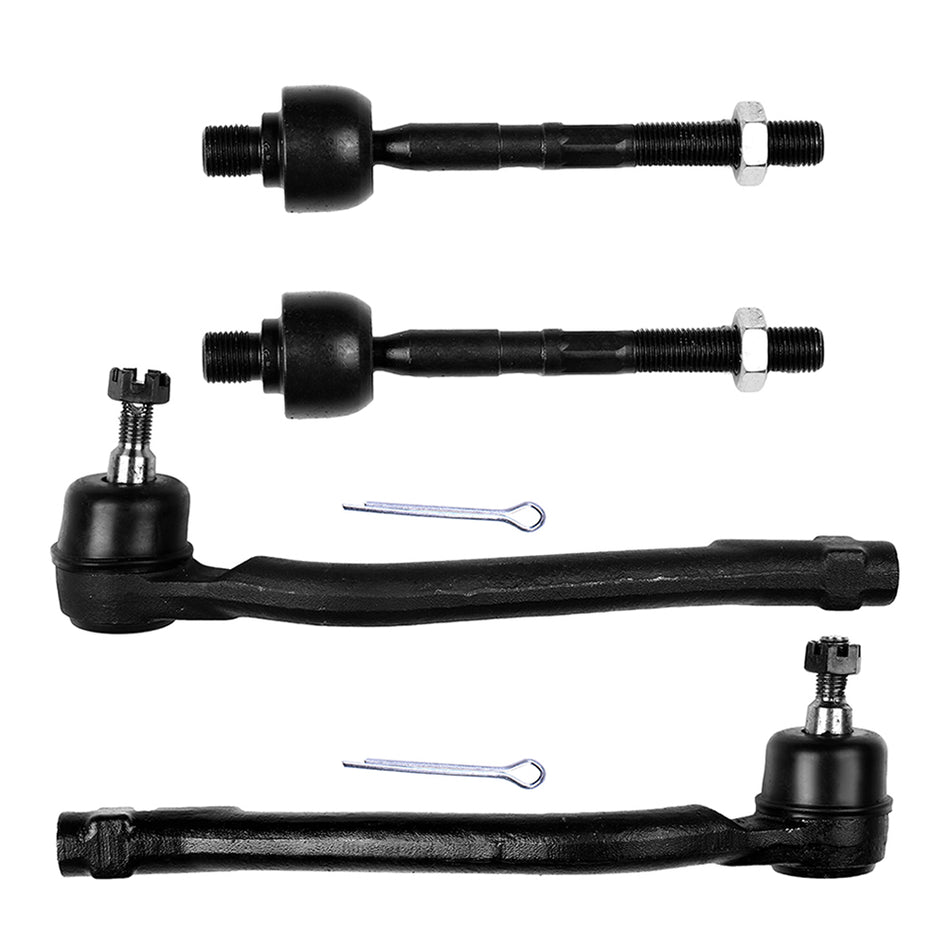 Front Inner Outer Tie Rod End Kit For 07-12 Hyundai Elantra 10-13 Kia Forte
