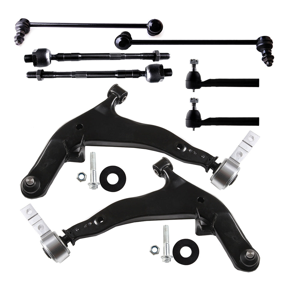 8x Front Control Arms Sway Bars Tie Rods For 05-07 Nissan Murano Suspension Kit