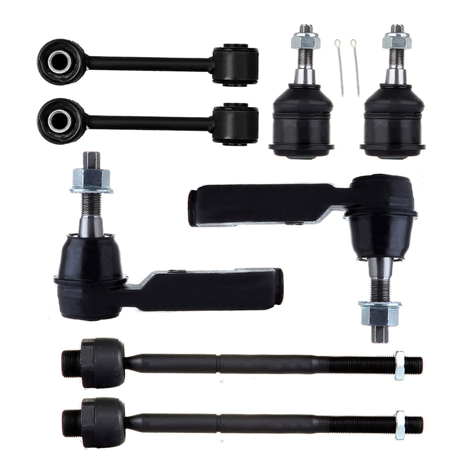2002-2004 Jeep Liberty Front Lower Ball Joints Sway Bar Tie Rod End Set 8Pcs