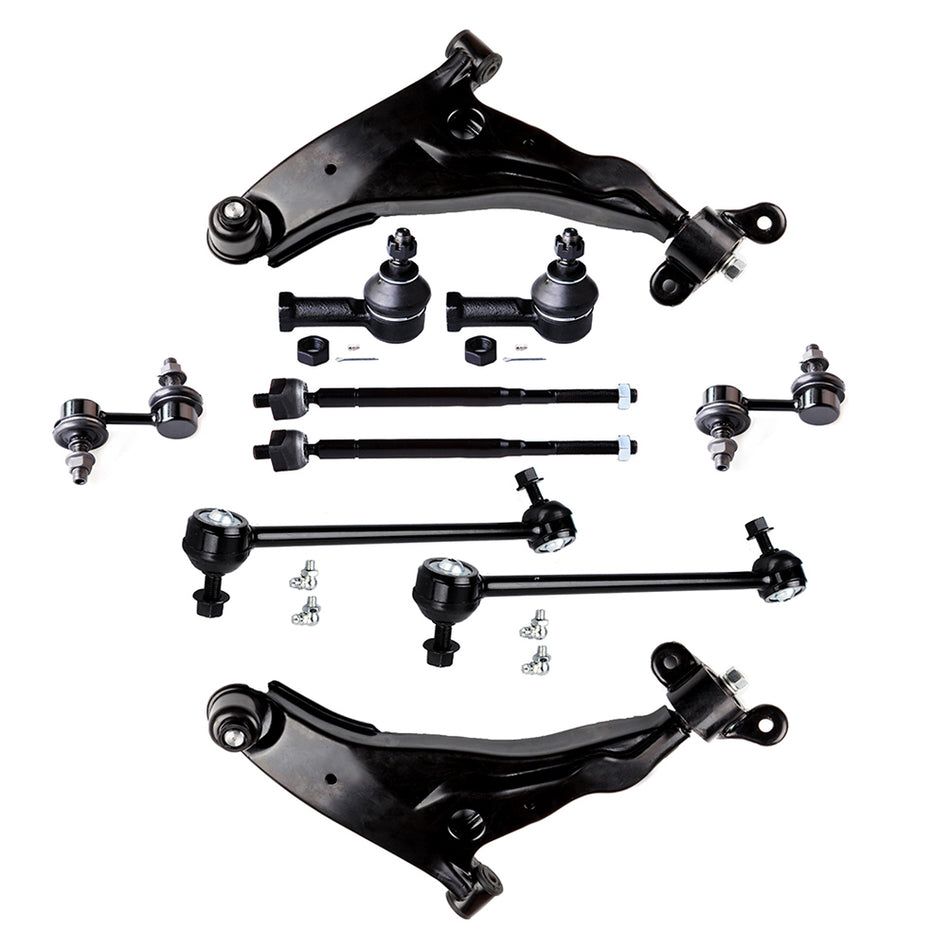 10x Front Lower Control Arms Tie Rods Rear Sway Bars Kit For 02-05 Dodge Stratus