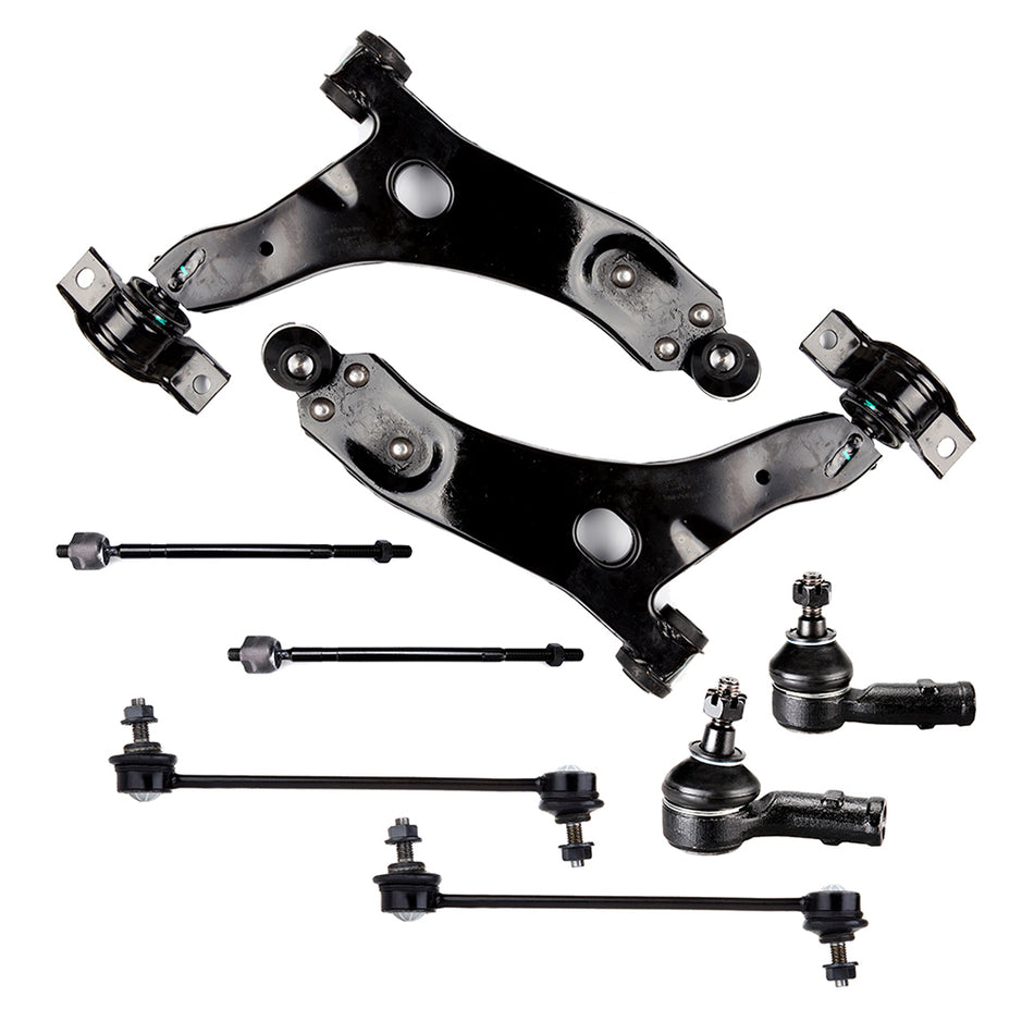 8pcs Front Lower Control Arms Sway Bars Tie Rod Links For 2008 Focus 2.0L & 2.3L