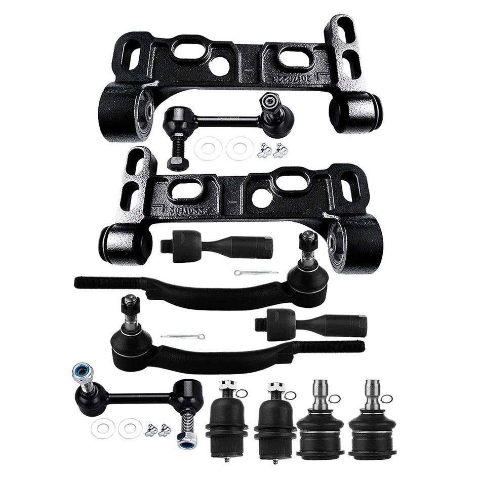 12pcs Front Control Arms Tie Rod Ends For Chevy Trailblazer GMC Envoy Rainier