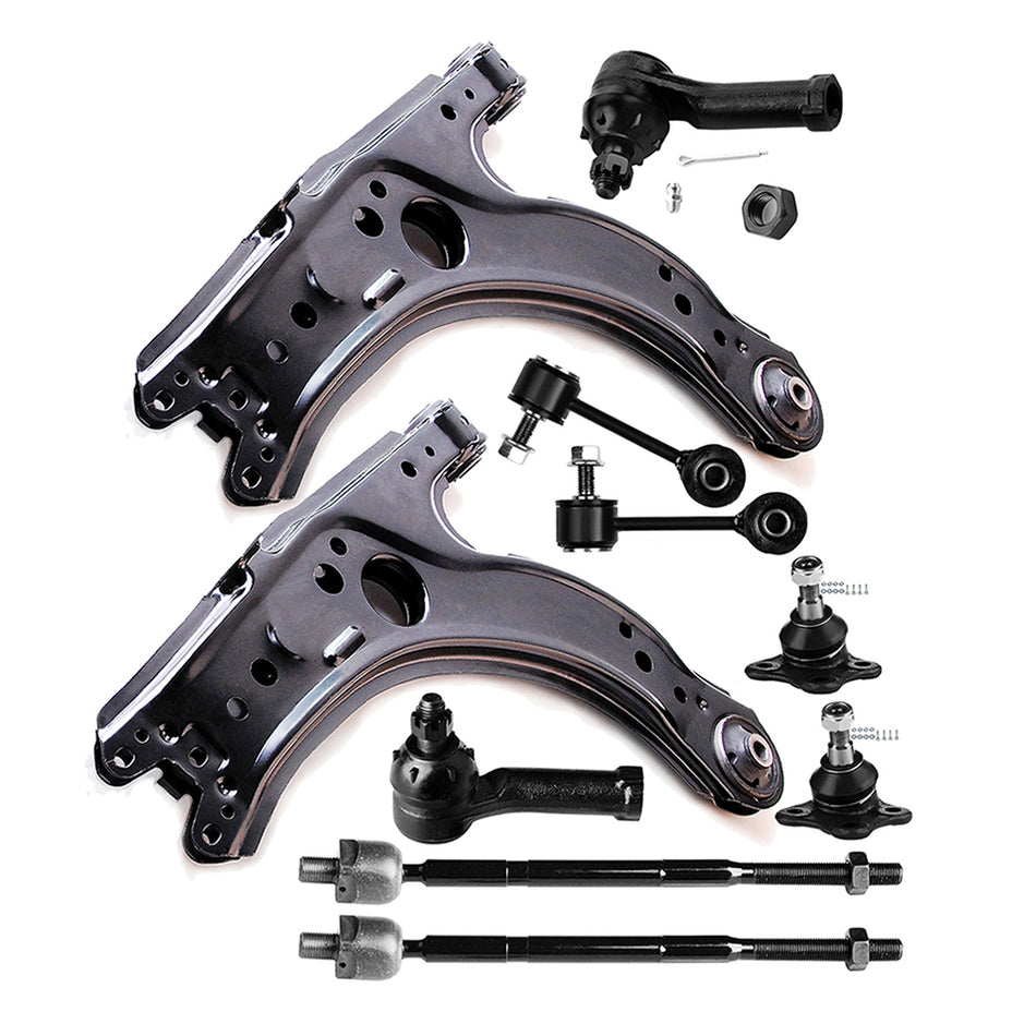 10pcs Front Control Arms Tie Rod Ends For Volkswagen Golf Jetta Beetle 1998-2005