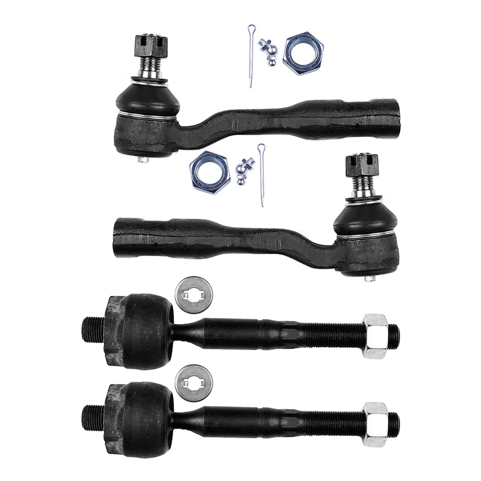 4pcs Inner Outer Tie Rod Ends For 2003-2007 Toyota Sequoia Tundra Suspension Kit
