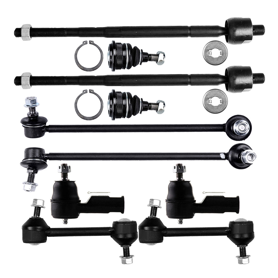 03-08 Hyundai Tiburon Front Tie Rod Ends Ball Joints Sway Bars Suspension Kit 10Pcs
