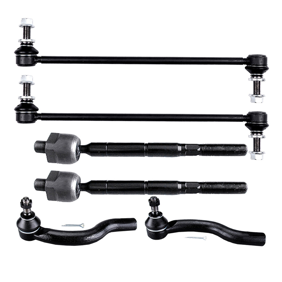 For 2006-2015 Toyota RAV4 6PCS Front Inner Outer Tie Rod Ends Sway Bar Links