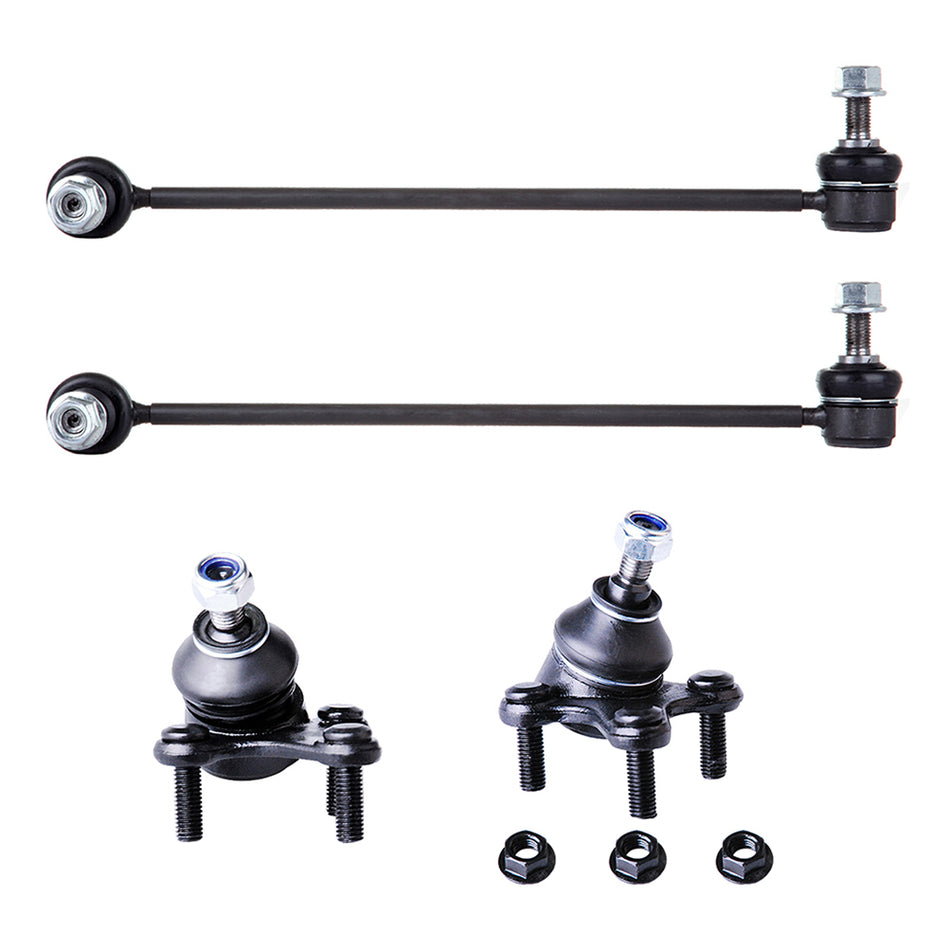 New (2) Front Lower Ball Joint Set & 2 Front Sway Bar Links For VW Jetta Golf