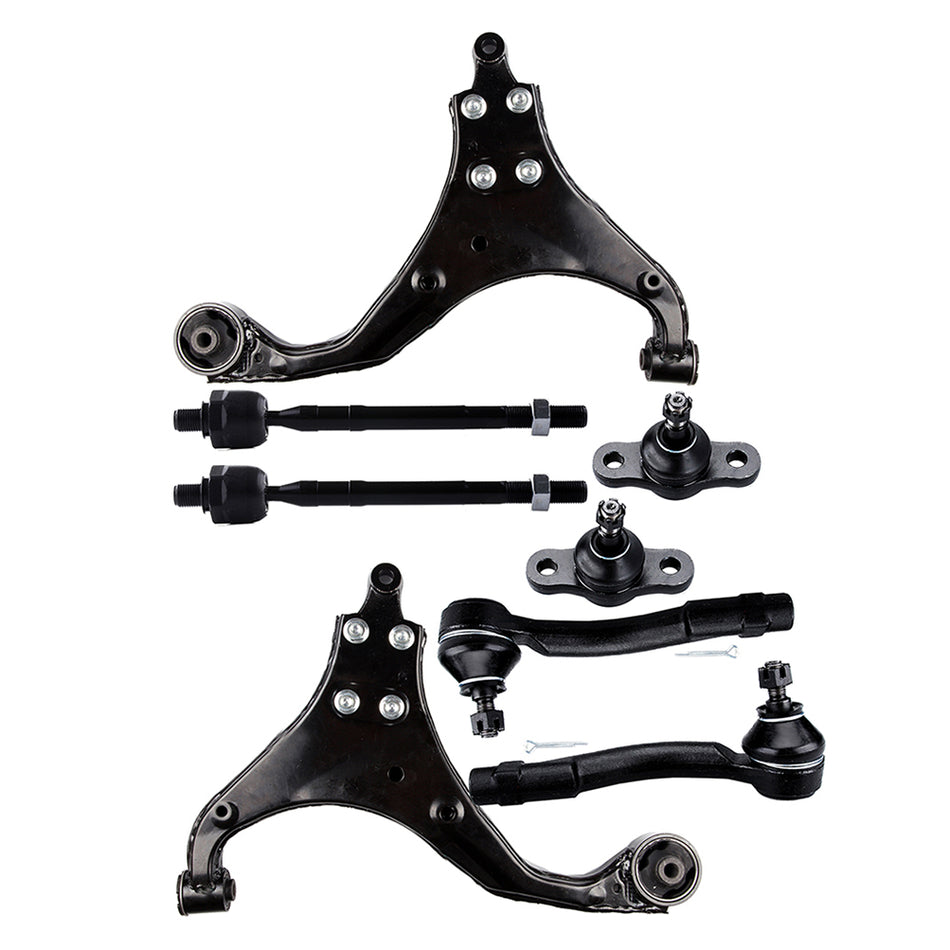 8PCS Front Lower Control Arms Tie Rods Steering Kit Fits 2005-2010 Kia Sportage