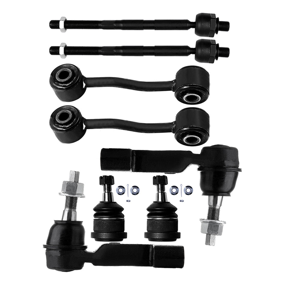 2006-2007 Jeep Liberty Front Tie Rods Ball Joints Sway Bars Suspension Kit 8Pcs