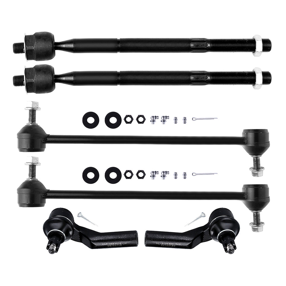 Fits 07-09 Mazda 3 Suspension Front 2pcs Stabilizer Bar Link 4x Tie Rod End Kit