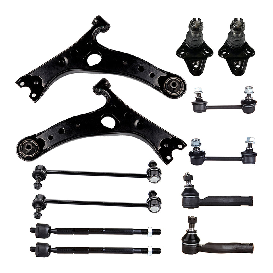 12Pcs For 2001-2003 Toyota RAV4 Front Control Arms Rear Sway Bars Suspension Kit