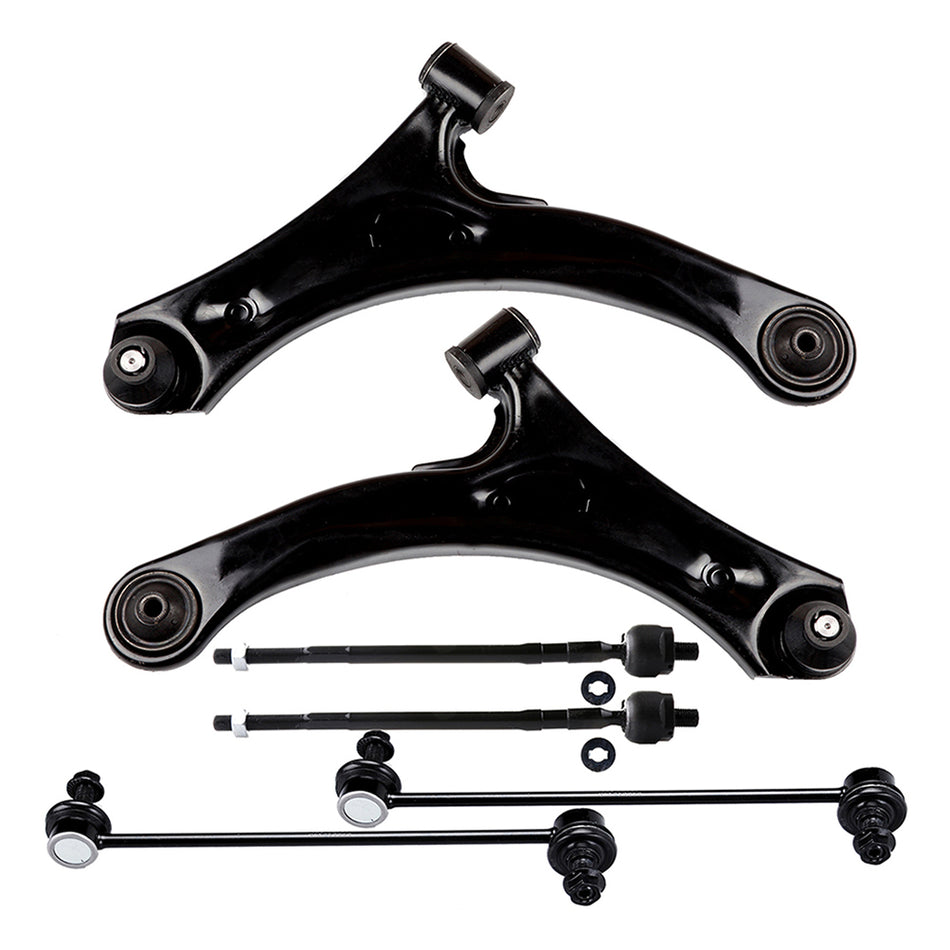 6pcs Front Lower Control Arms Tie Rods Sway Bar Links For 2004-2007 Suzuki Aerio