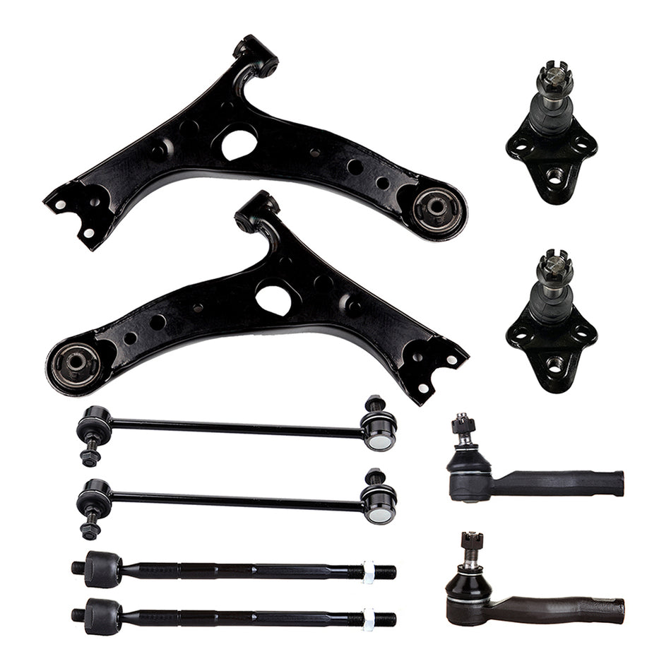 10pcs Front Control Arms Tie Rod Ends Sway Bars For Toyota RAV4 2.0L 2001-2003