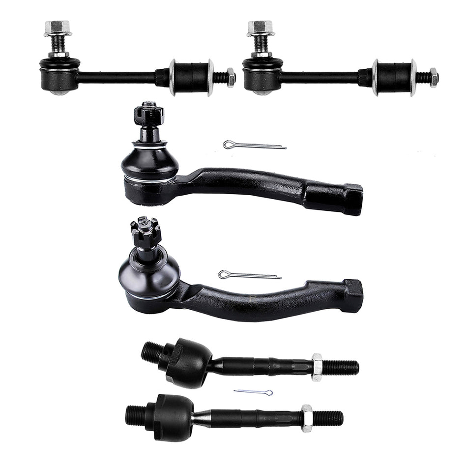 6pcs Front Tie Rod End & Sway Bar Steering Kit For 2003 2004 Kia Sorento