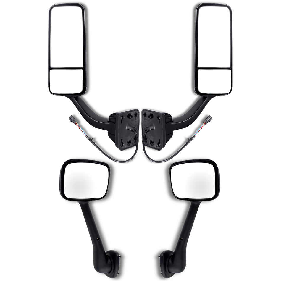 2008-2016 Freightliner Cascadia LH+RH Side Black Mirrors