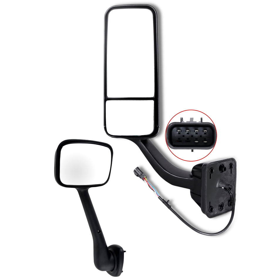 Driver LH Side Black Mirror Fits 08-16 Freightliner Cascadia Manual Power Heated