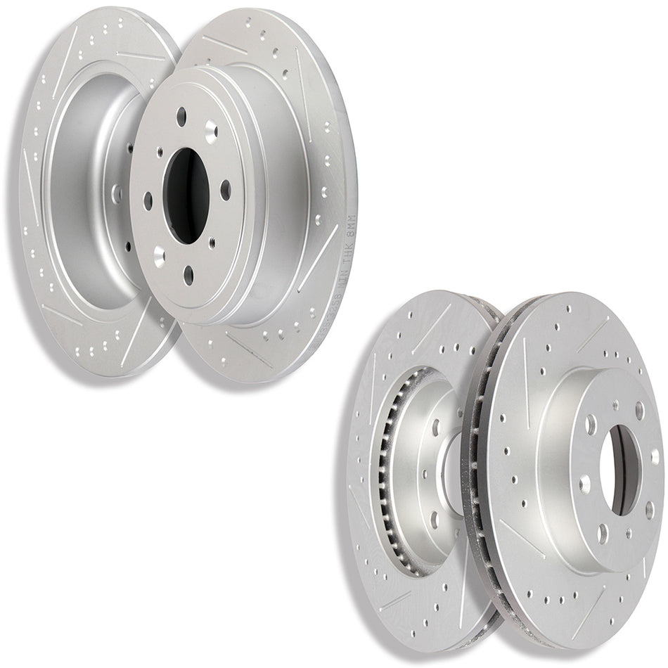 Front Rear Brake Rotors Discs Drilled Slotted FOR 1993-1997 Honda Civic Del Sol