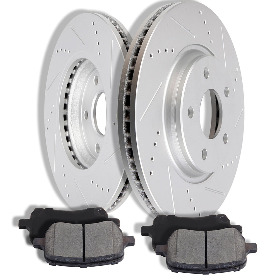 Front Ceramic Brake Pads & Rotors For 04-12 Chevrolet Malibu 06-10 Pontiac G6