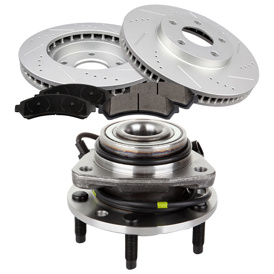 Front Brake Rotors And Hub Bearings Ceramic Pads 98-05 Chevrolet Blazer 98-01 GMC Jimmy