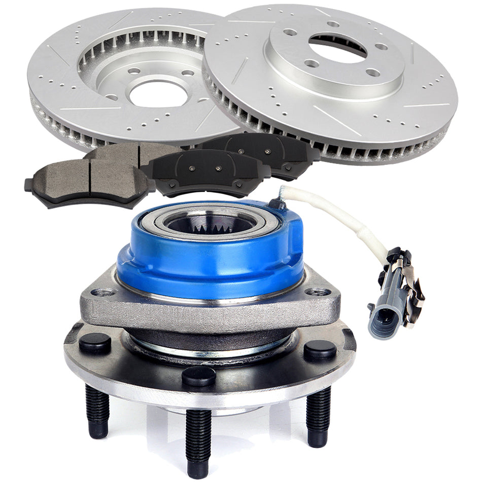 Brake Rotors Hub Bearings Pads 00-04 Buick LeSabre 97-99 Buick Riviera Front 304.8mm 5Lugs 8Pcs