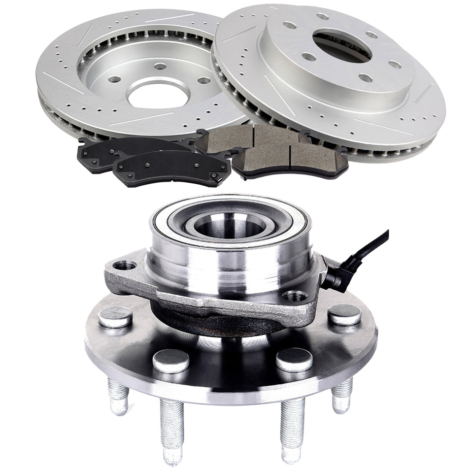 Brake Discs Rotors and Brake Pads For 02-06 Cadillac Escalade 02-06 Cadillac Escalade EXT Front 304.8mm 6 Lugs 4 Pcs