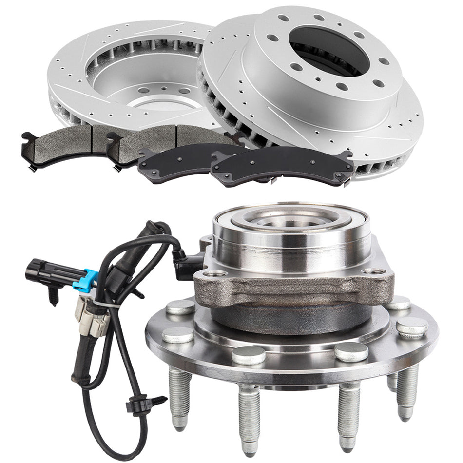 Brake Rotors Bearings Ceramic Pads Front 03-07 Chevrolet Silverado 2500 HD GMC Sierra 2500 HD