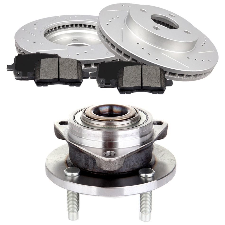 Brake Rotors And Hub Bearings Ceramic Pads Front 06-07 Chevrolet Cobalt 07 Pontiac G5