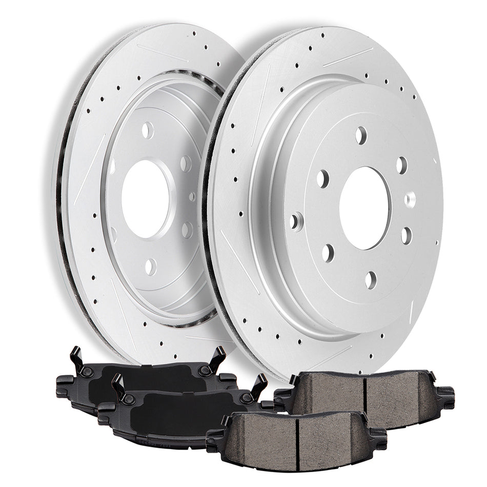Rear Brake Rotors & Pads Kit For 08-17 Buick Enclave 07-16 GMC Acadia