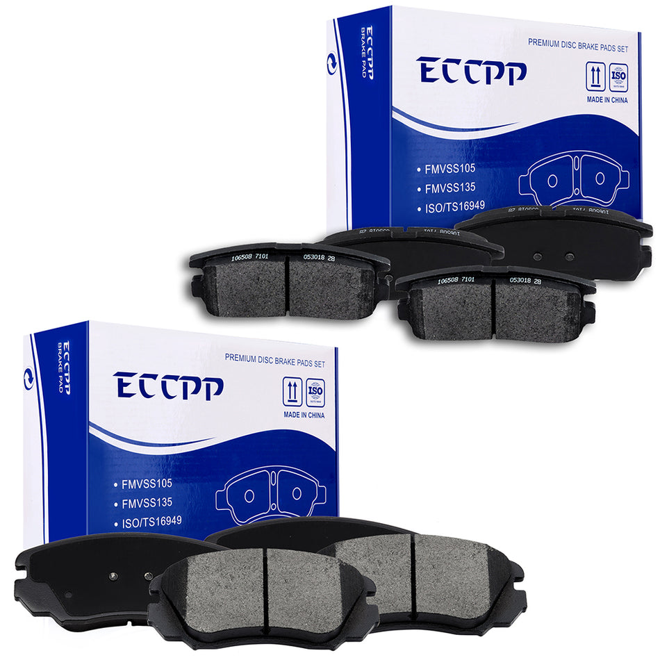 Front Rear Ceramic Brake Pads 10-17 GMC Terrain Chevrolet Equinox
