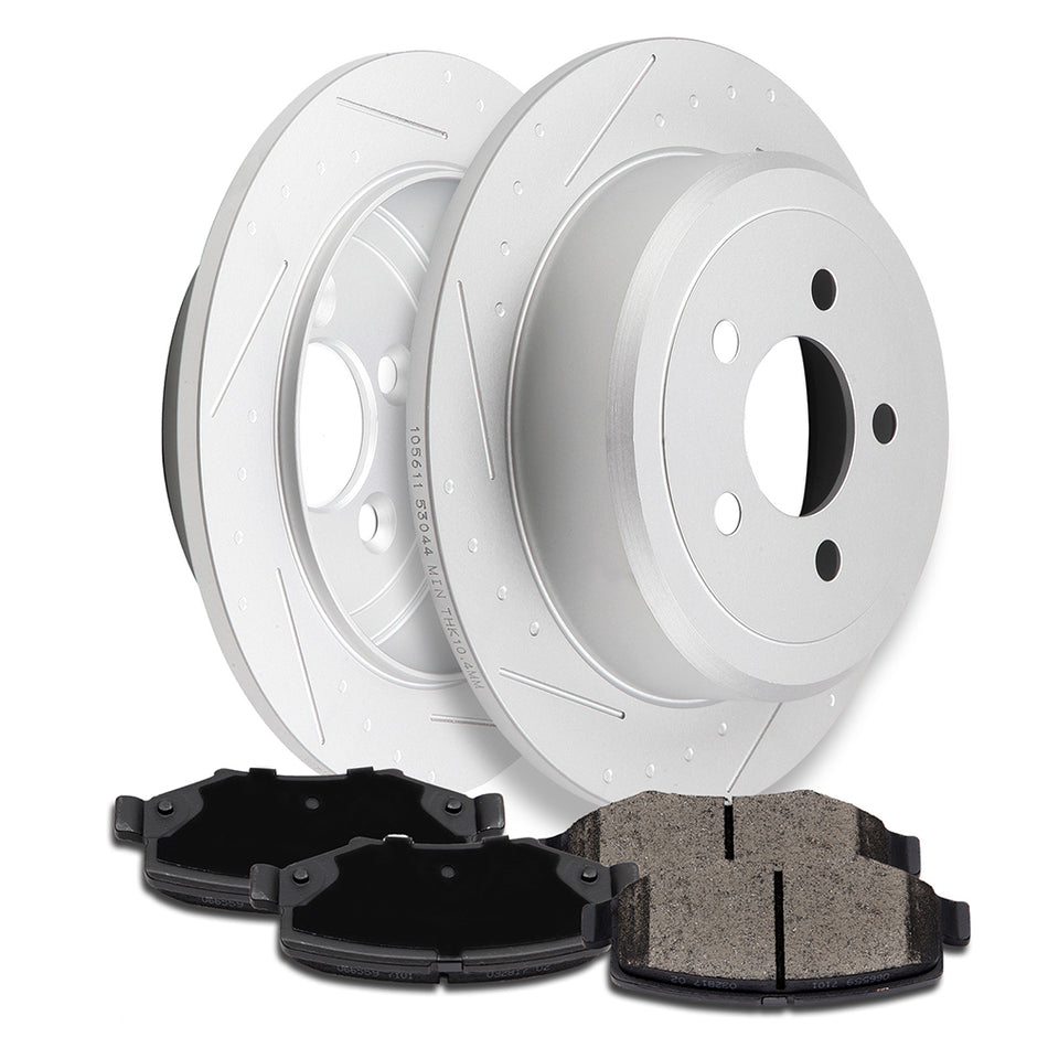 Rear Ceramic Brake Pads & Rotors For 07-11 Dodge Nitro 08-12 Jeep Liberty