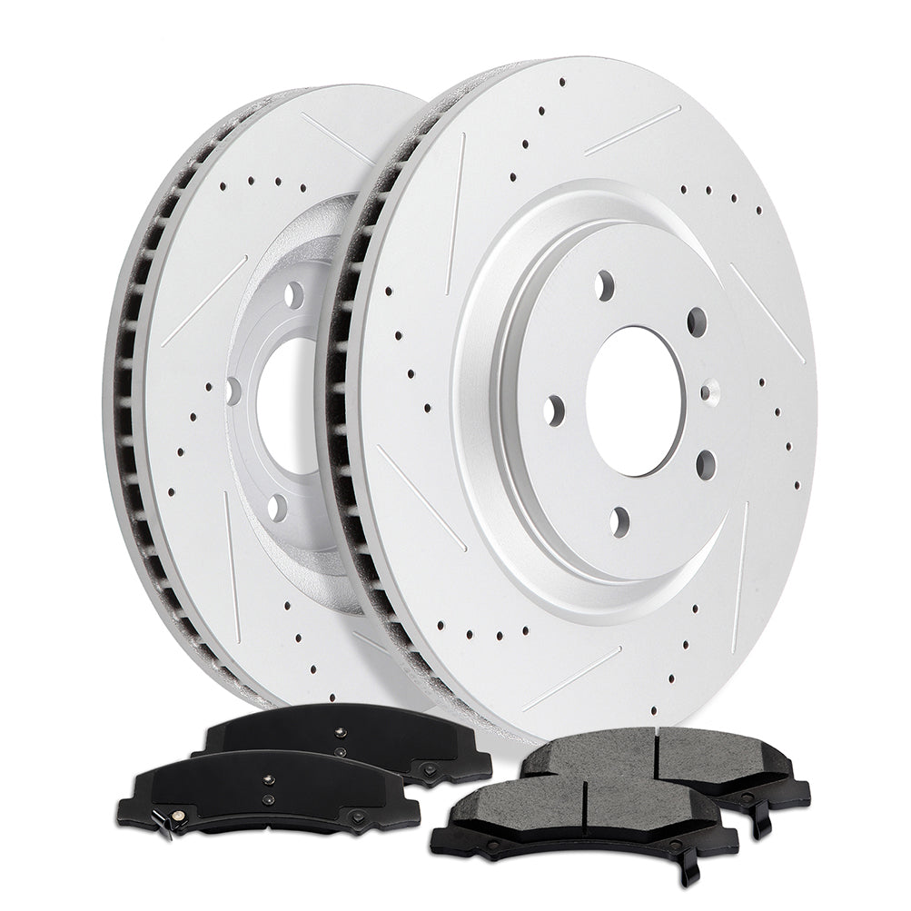 Front 323.8 mm Brake Rotors Ceramic Pad For 08-09 Buick Allure/LaCrosse 06-11 Cadillac DTS Only for Auto