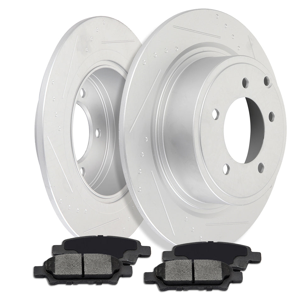 Rear Discs Brake Rotors Ceramic Pads 11-14 Chrysler 200 Mitsubishi Lancer