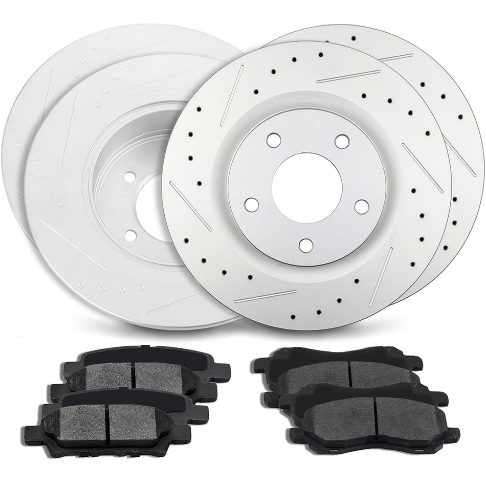 Ceramic Brake Pads And Rotors 11-14 Chrysler 200 Mitsubishi Lancer Front Rear