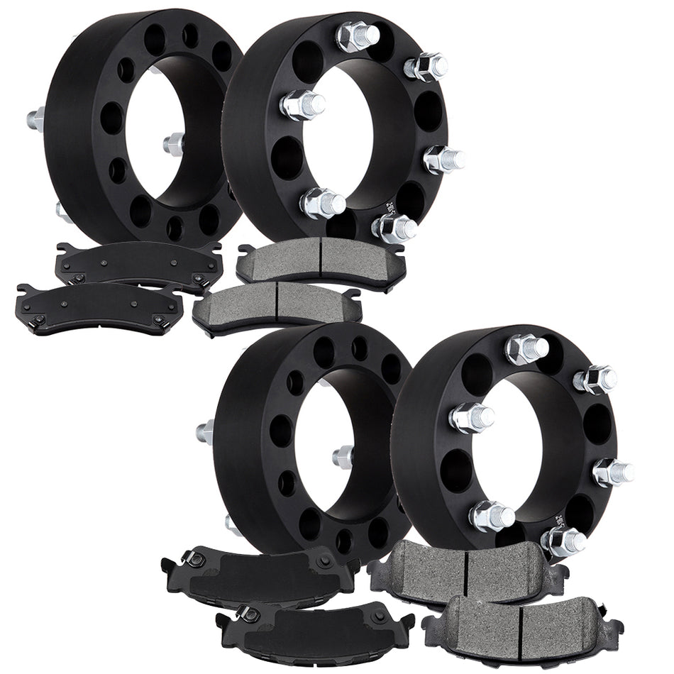 4Pcs Wheel Spacers With Front and Rear Disc Brake Pads For 99-05 Chevrolet Silverado 1500 00-01 Chevrolet Tahoe