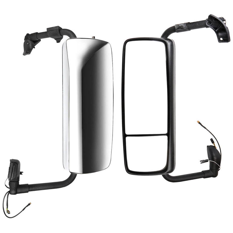 15-18 Volvo VNL Hood Mirrors with Chrome Housing Power Heated -1 Pair