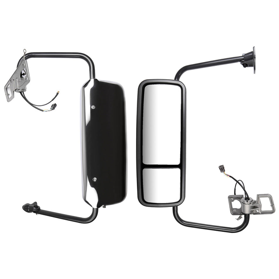 Towing Mirrors 05-11 Freightliner Century Class 04-18 Freightliner Columbia With Power Heated Control Grey Cap Housing A Pair