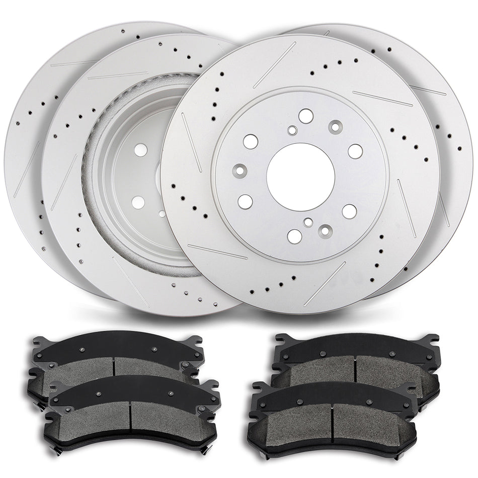 Ceramic Brake Pads And Rotors 15-16 Cadillac Escalade GMC Yukon XL Front Rear