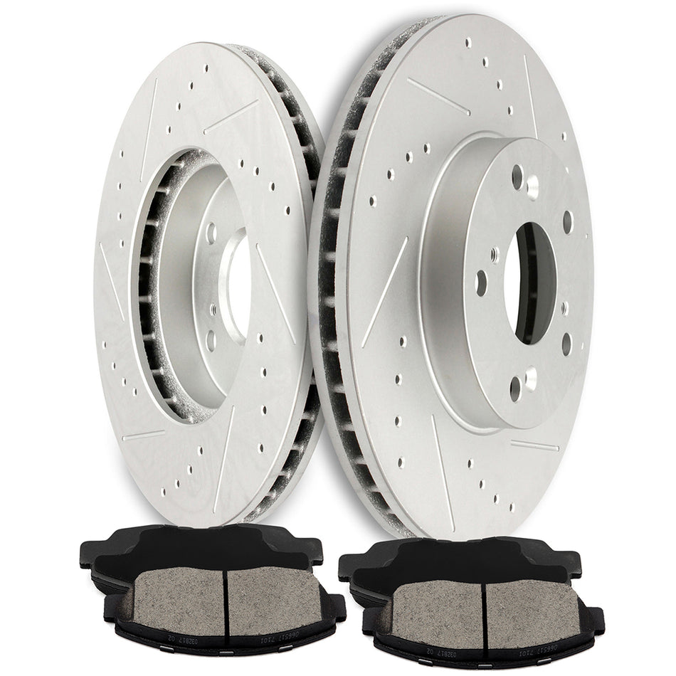 1998-2002 Honda Accord Brake Rotors Ceramic Pads Front 279.4mm 5Lugs 6Pcs