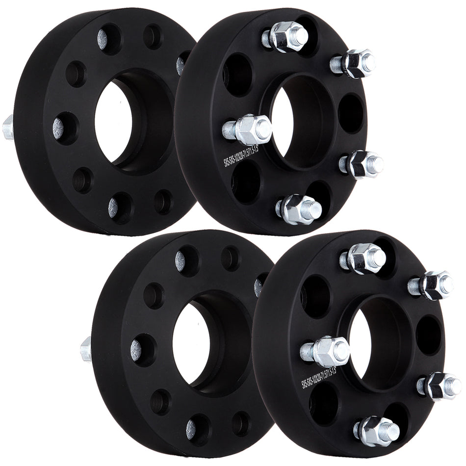 4Pcs 1.5 inch 5x5 Hubcentric Black Wheel Spacers 1/2 inch x20 For 06-10 Jeep Commander 99-10 Jeep Grand Cherokee